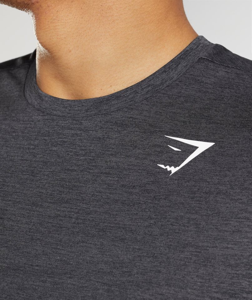 Men's Gymshark Arrival Marl T-Shirts Black | NZ 4NWCPJ